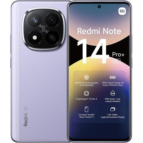 CLOUDDS_Smartphone Redmi Note 14 Pro5G,8+256 Gb,Violet,Appareil Photo 200Mp Pro-Grade Ia,Ip68,120W Hypercharge,Fonctionnalités Ia(Pas De Chargeur Inclus)(Version Française+2 Ans De Garantie)
