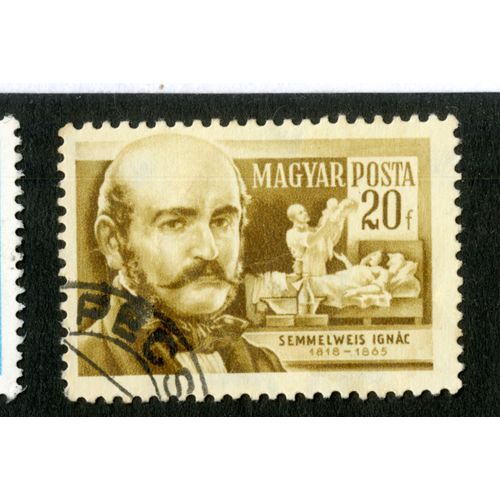 Timbre Oblitéré Magyar Posta, Semmelweis Ignac 1818 - 1865, 20 F