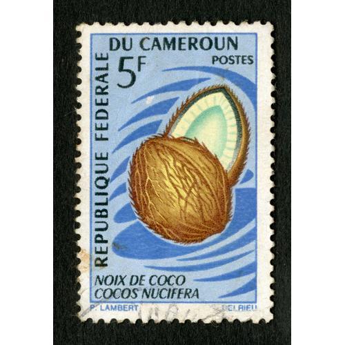 Timbre Oblitéré République Fédérale Du Cameroun, Noix De Coco, Postes, 5 F