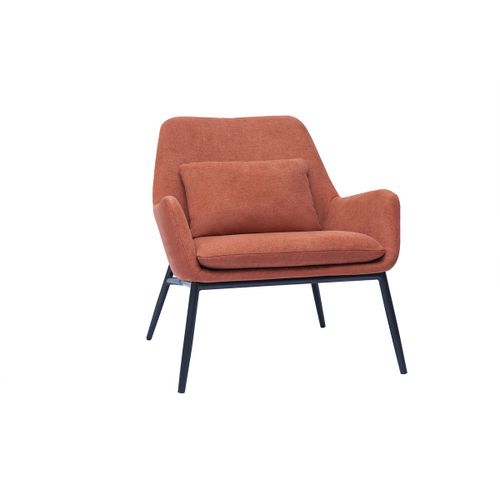 Fauteuil Design En Tissu Effet Velours Terre Brulée Et Métal Noir Maxine