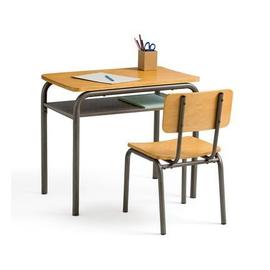 Chaise de bureau sans roulettes pivotante style vintage hauteur réglable en  tissu/textile gris pied en métal 04_0001868