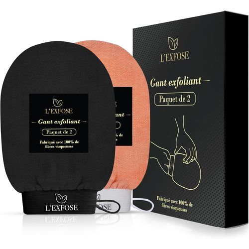 Letnerny-Lexfose 2x Gant Exfoliant Corps - Gant De Crin Kessa Gommage Corps Et Vi En Viscose Naturelle - Élimine Les Cellules Mortes De La Peau Et Hydrate - Sensation De Spa Agréable Sans Savon Noir 