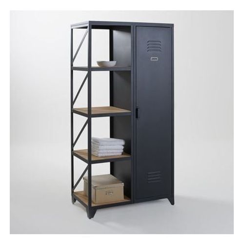 La Redoute Intã©Rieurs - Armoire-Ã©Tagã¿Re 1 Porte, Mã©Tal Et Pin Huilã©, Hiba  - Noir