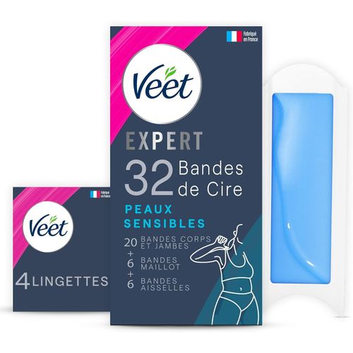 Letnerny-Expert - 32 Bandes De Cire Froide Coffret Jambes, Maillot & Aisselles - Peaux Sensibles - Finition Parfaite - Epilation Longue Durée 
