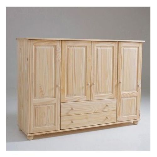 So'home - Armoire Pin Massif Redmond, Penderie Lingã¿Re  - Marron