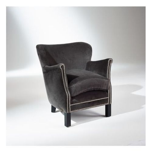 Robin Des Bois - Max - Fauteuil Club Cloutã© En Velours  - Gris
