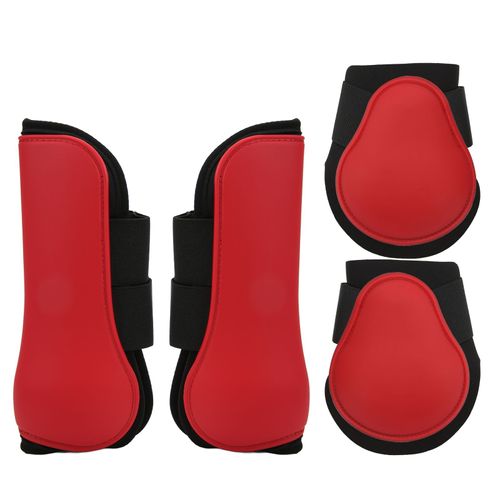 Lot De 4 Guetres Avant Et Arriere Pour Cheval, Coque En Pu, Guetres Tendineuses Pour L'entrainement, Le Saut, La Course, Rouge, Taille L