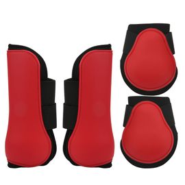 Lot De 4 Guetres Avant Et Arriere Pour Cheval, Coque En Pu, Guetres Tendineuses Pour L'entrainement, Le Saut, La Course, Rouge, Taille L