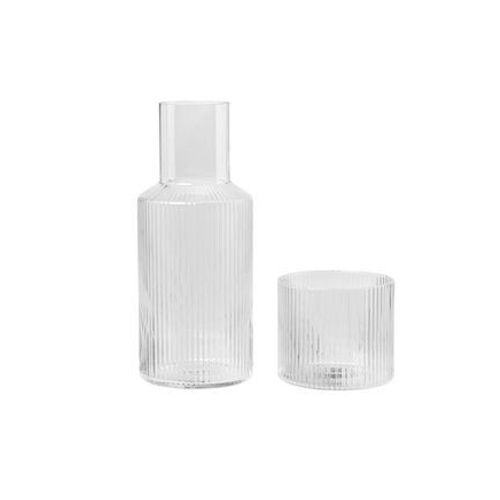 Ferm Living - Ensemble Carafe Et Verre Ripple  - Transparent  - Transparent
