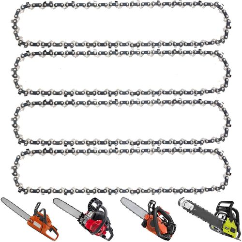 BAERTMY-Lot De 4 Chaînes De Tronçonneuse De 35,6 Cm, 50 Maillons D'Entraînement, Pas Lp De 0,95 Cm, Calibre 0,1 Cm, Chaîne De Rechange Pour 017, Ms170, Ms171, Ms192, Ms192T, Mse140, Mse170 Et