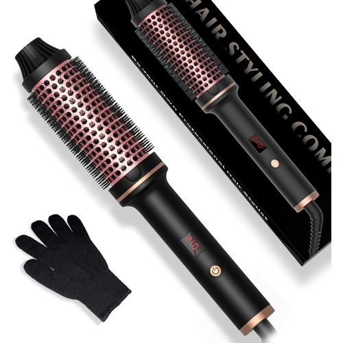 Baertmy-Brosse Thermique 3 En 1 De 38 Mm-Affichage Lcd-120 À 210 °C-Augmente Le Volume Des Cheveux-Boucles Lâches-Cheveux Lisses-Taille Compacte Et Légère-Utilisé Comme Peigne, Fer À Lisser