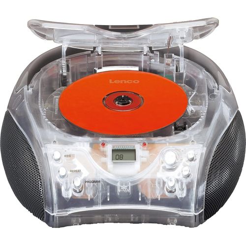 NAERYUT-Scd-24-Children'S Cd Player-Cd Radio-Stereo-Boombox-Fm Radio Tuner-Title-2x1.5 W Rms-Mains And Battery Powered-Transparent-Scd-24Tr