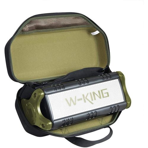 NAERYUT-Hard Eva Travel Case For W-King Bluetooth Speaker 30W/50W,Black+Green,Compact