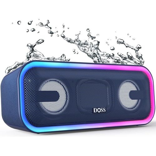 NAERYUT-Portable Bluetooth Speaker Light,24W Wireless Speakers With Led Light,Bluetooth Range 20 M,Waterproof,Powerful Bass,Usb Speaker 15 Hours Playtime,Blue