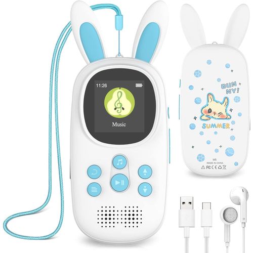 NAERYUT-Lecteur Mp3 De 32 Go Pour Enfants,Lecteur Mp3 Avec Bluetooth,Lecteurs Mp3 Et Mp4 Avec Haut-Parleur,Lecteur Mp3 Avec Radio Fm,Enregistrements,Alarme,Chronomètre,Supporte Jusqu'À 128 Go.