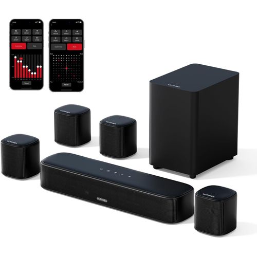 NAERYUT-7.1 Tv Soundbar,330W Sound Bars For Home Theater,Virtual Surround Sound System For Tv,Soundbar With Subwoofer,4 Surround Speakers,App Control,Opt/Aux/Bt,Aura A40
