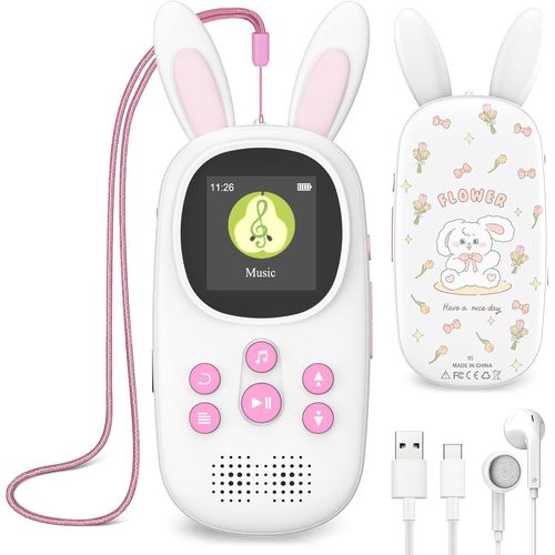NAERYUT-Lecteur Mp3 De 32 Go Pour Enfants,Avec Bluetooth,Lecteurs Mp3 Et Mp4 Avec Haut-Parleur,Radio Fm,Enregistrements,Alarme,Chronomètre,Supporte Jusqu'À 128 Go.