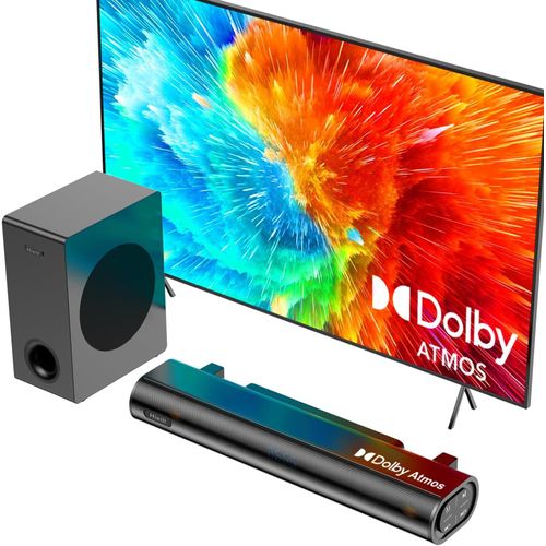 NAERYUT-2.1 Dolby Atmos Tv Soundbar,Soundbar With 5.25'' Subwoofer,Home Cinema,Tv Speakers,200W imum Power,Adjustable Tweeter And Bass,Earc/Opt/Bt/Aux,Hielite A21