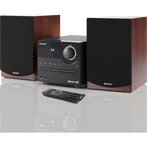 NAERYUT-Xl-B512(Br) Stereo Sound System Microphone With Fm Radio,Bluetooth V5.0,Cd-Mp3,Usb Playback,Wooden Speakers And 45 W Brown