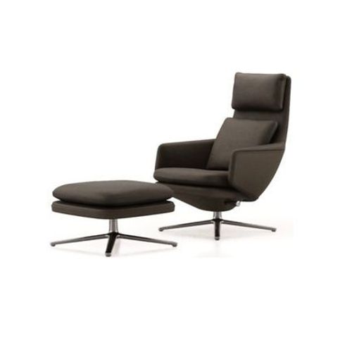 Vitra - Grand Relax Avec Ottoman  - Gris Ombragã© - Aluminium Poli  - Gris
