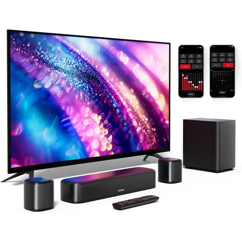 NAERYUT-5.1 Tv Soundbar,Sound Bar With Virtual Surround Sound System For Tv,App Control,Sound Bars For Home Theater With Subwoofer And 2 Surround Speakers,Aura A30