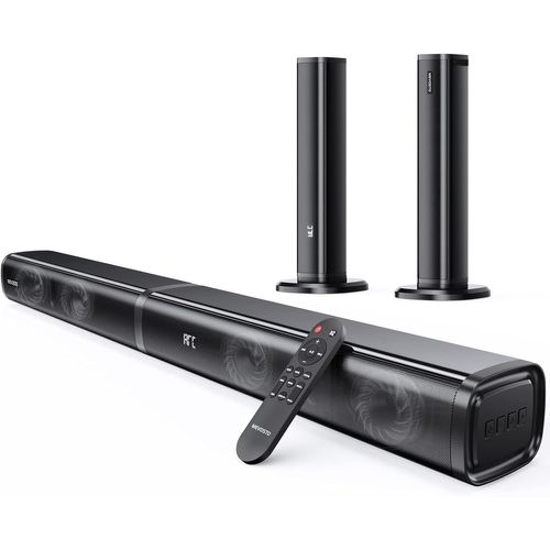 NAERYUT-2.2Ch Removable 2 In 1 Soundbar With Built-In Dual Subwoofer For Adjustable Tr e And Bass Arc/Optical/Aux/Bt 5.0-Wall Mount-80Cm