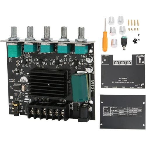 NAERYUT-Bluetooth Amplifier Board,2X50W+100W Zk-Mt21 Dc12-24V Stereo Digital Power Amplifier Card High Power For Speakers 15-100W 4-8