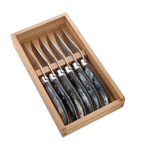 Degrenne - Laguiole Table Coffret 6 Couteaux Ã  Steak Corne Noire  - Noir