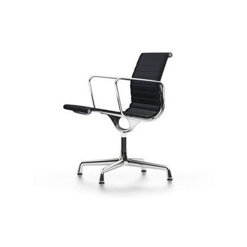 Vitra - Chaise En Aluminium - Ea 108 - Chromã© - Hopsak - Noir - Patin Pour Sols Durs  - Noir