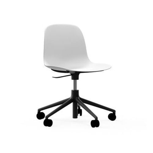 Normann Copenhagen - Chaise Pivotante Ã  Roulettes Form  - Blanc - Aluminium Noir  - Blanc