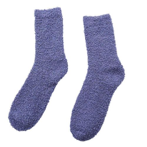 Hommes Hiver Chaud Épais Fuzzy Pantoufle Chaussettes Simple Couleur Solide Corail Velours Moelleux Sol De Noël Couchage