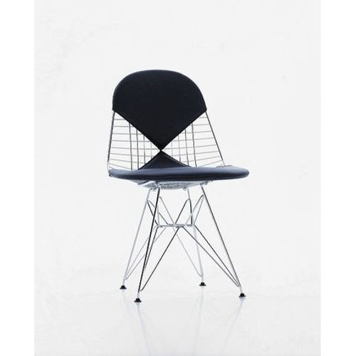 Vitra - Chaise Mã©Tallique Dkr-2 - Chromã© - Cuir Nero - Patin Pour Sols Durs  - Gris