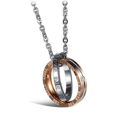 Magnifique Collier Pendentif Or Rose/Noir En Acier Titane Pour Le Tournage De Rue
