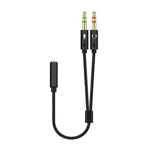Câble répartiteur audio tressé 3,5 mm Câble adaptateur jack stéréo femelle vers 2 mâles