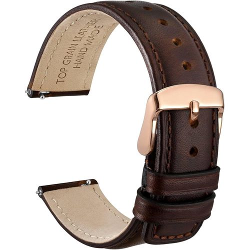 Ershi-Bracelet Montre À Dégagement Rapide, Cuir Véritable De Cire Huile En Détresse, Boucle En Acier Inoxydable, Largeur De Bande [1