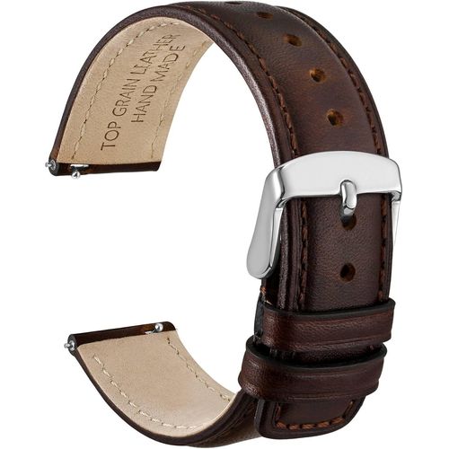 Ershi-Bracelet Montre À Dégagement Rapide, Cuir Véritable De Cire Huile En Détresse, Boucle En Acier Inoxydable, Largeur De Bande [1