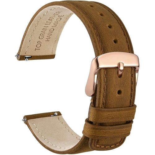 Ershi-Bracelet Montre À Dégagement Rapide, Cuir Véritable De Cire Huile En Détresse, Boucle En Acier Inoxydable, Largeur De Bande [1