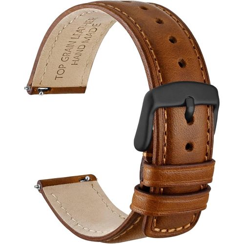 Ershi-Bracelet Montre À Dégagement Rapide, Cuir Véritable De Cire Huile En Détresse, Boucle En Acier Inoxydable, Largeur De Bande [1