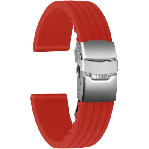 Ershi-Gummi Uhrenarmband Ersatzarmband Ersatz Kautschuk Armbanduhr Wasserfest Stripe Pattern - 16mm, 18mm, 20mm, 22mm, 24mm Uhrenb[6