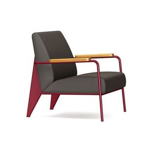 Vitra - Fauteuil De Salon - Chãªne Nature - Japanese Red - Gris Foncã©  - Gris
