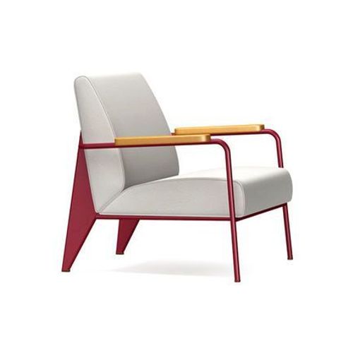 Vitra - Fauteuil De Salon - Chãªne Nature - Japanese Red - Gris Clair  - Gris