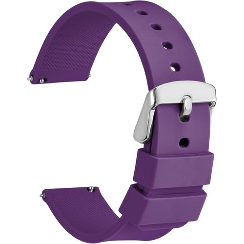 Ershi-Bracelets De Montre En Silicone, Boucle En Acier Inoxydable Argenté, Libération Rapide, Bandes De Rechange En Caoutchouc Sou[8