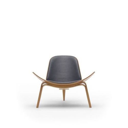 Carl Hansen - Chaise Ch07 - Chãªne Clair Verni - Cuir Anthracite/Thor 359  - Gris