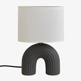 Lampe De Table En Céramique Et Lin Soliva 30 Cm Noir