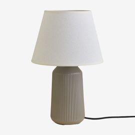 Lampe De Table 40 Cm En Céramique Et Lin Torena Gris Taupe