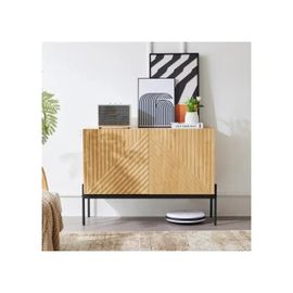 Buffet Avec 2 Portes Et Pieds En Métal, Buffet, Commode Avec Design De Lignes, Dimensions : H 75 Cm / L 100 Cm / P 40 Cm