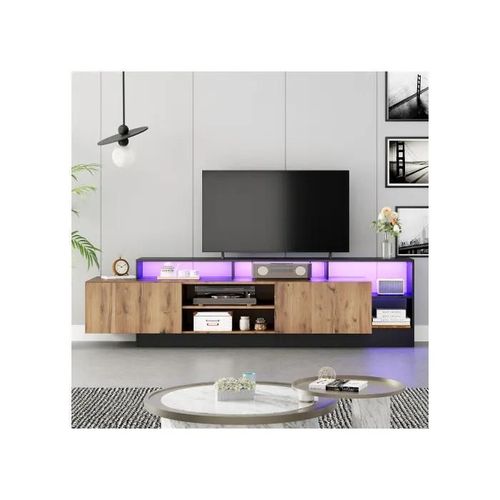 Meuble Tv Contemporain Pour Téléviseurs Jusqu'à 70 Pouces Avec Rangement Ouvert Cadre Noir