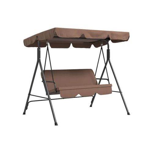 Balançoire De Jardin 3 Places Avec Auvent Réglable, Étanche, Charge Max. 200 Kg, Idéale Pour Les Jardins Et Les Terrasses.