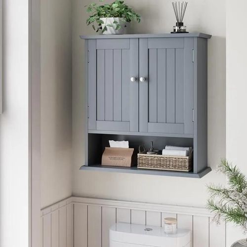 Armoire De Toilette Etagère Murale Avec Deux Portes Et Une Étagère Ouverte Etagère De Toilette Armoire À Pharmacie De Salle De Bain