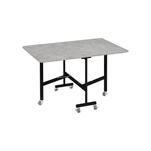 Homcom Table De Salle À Manger Pliante Sur Roulettes Pour 4-6 Personnes, Pieds En Acier, Extensible 52,5-120 X 80 X 73 Cm